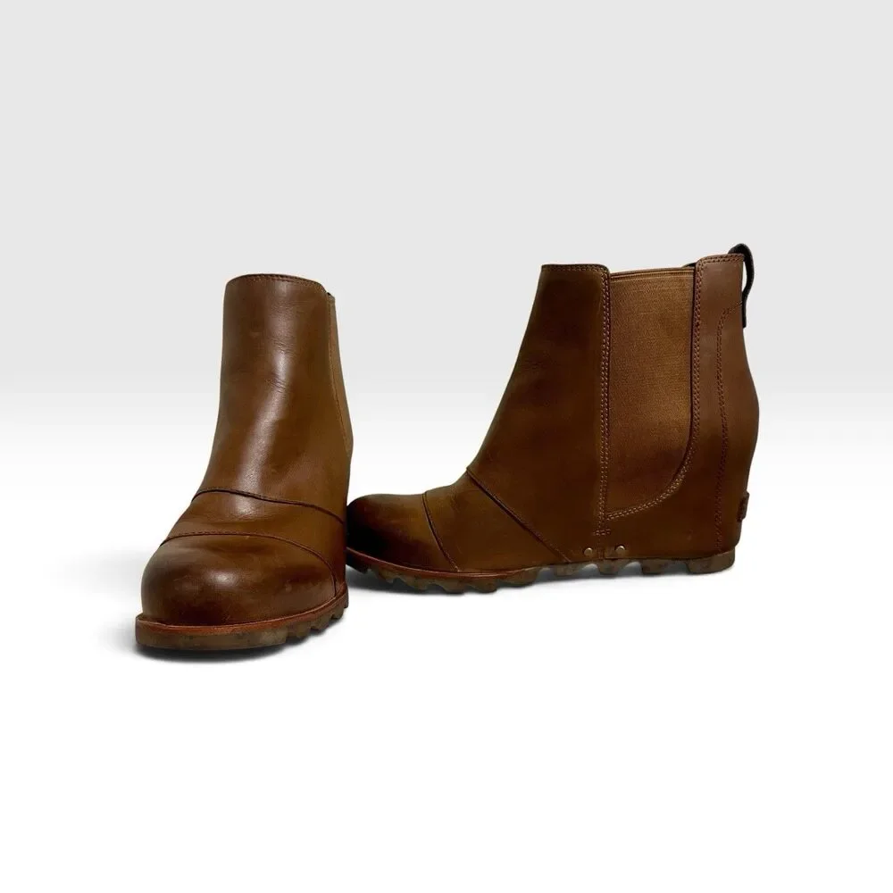 Sorel Joan Arctic Wedge Chelsea Boots Women’s 9.5 Brown Leather NL2334-286